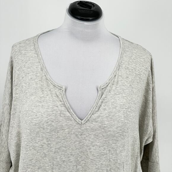 Michael Lauren M Channing Grey Ribbed Oversized Draped Thumbhole Top NWT - Picture 3 of 10